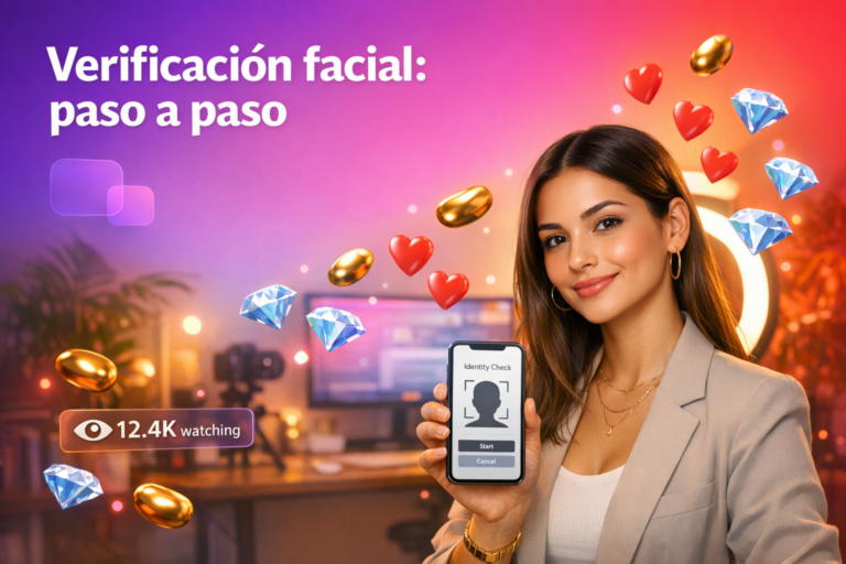 Creadora latina en home studio mostrando una selfie de verificación y consejos para aprobar rápido como chamet hostess.